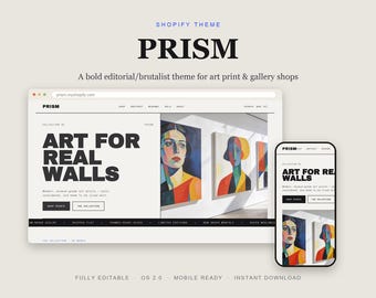Prism Shopify Theme, Modern Art Print Store Template (Digital Download)