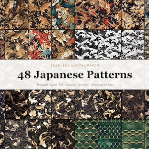 Japanese seamless digital paper bundle
