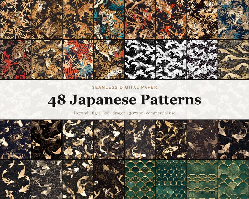 Japanese seamless digital paper bundle