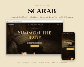 Trading Card Shopify Theme, Egyptian Mystical TCG Store Template, Gold Dark Collector Website for Singles Sealed Graded Cards, OS 2.0