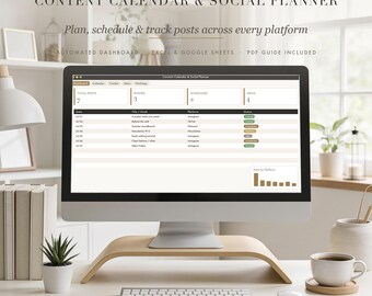 Content Calendar & Social Planner Google Sheets Excel Template Digital Download