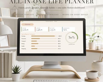 All-in-One Life Planner Notion Template Life OS Dashboard Digital Download