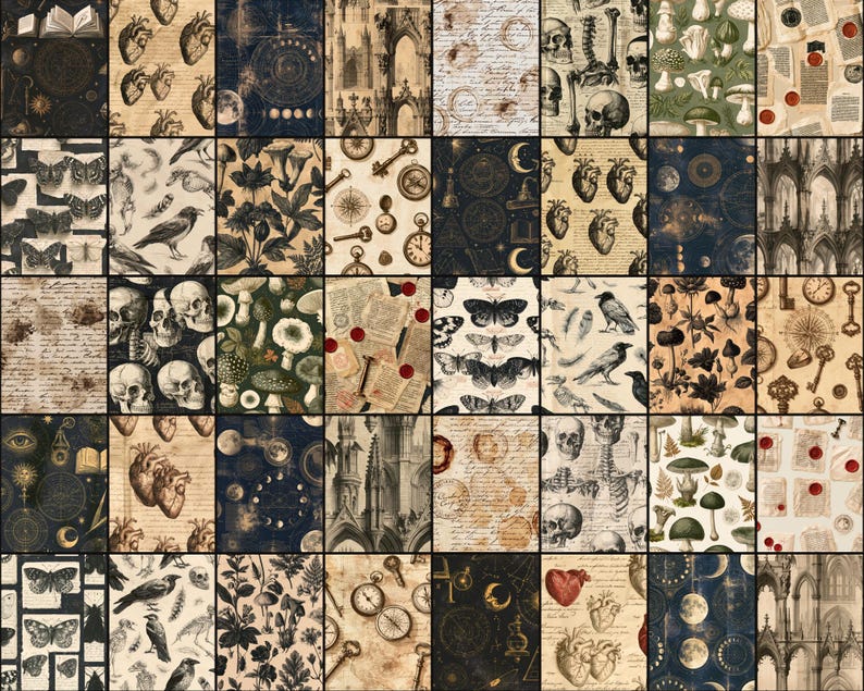Dark Academia Patterns digital paper bundle