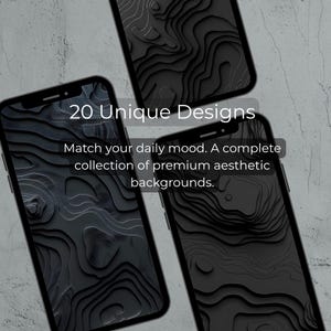 Pack de fonds d'écran iPhone : Carte topographique sombre 3D abstraite (Téléchargement numérique) image 2