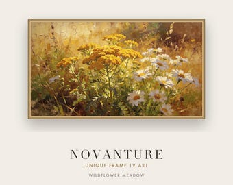 Frame TV Art Samsung Wildflower Meadow Golden Yellow Impressionist Botanical Vintage Painting