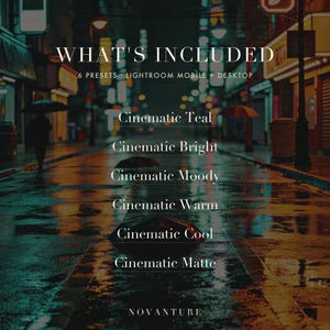 Rainy Streets Lightroom Presets Bundle, 6 Mobile & Desktop Presets, Cinematic Photo Filter, Instagram Blogger Aesthetic (Instant Download) image 2