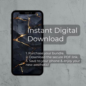 iPhone Wallpaper: Dark Wabi Sabi Kintsugi Matte Black Gold (Digital Download) image 4