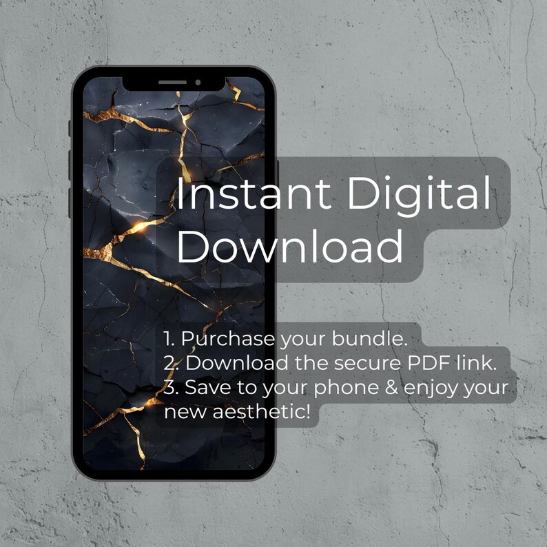 iPhone Wallpaper: Dark Wabi Sabi Kintsugi Matte Black Gold (Digital Download) image 4