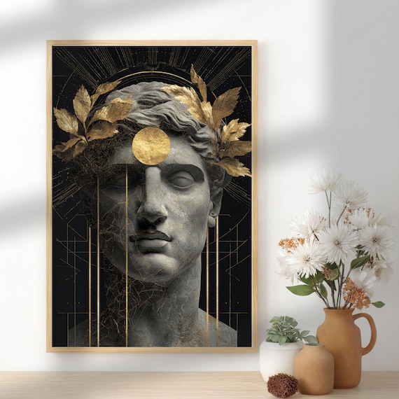Art Print Dark Academia Greek Statue Triptych Modern Stoicism Wall Dec
