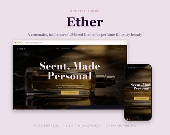 Perfume Shopify Theme, Luxury Fragrance Beauty Template, Immersive Cinematic OS 2.0 Website, Instant Download
