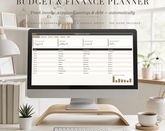 Budget & Finance Planner Google Sheets Excel Template Expense Tracker Instant Download