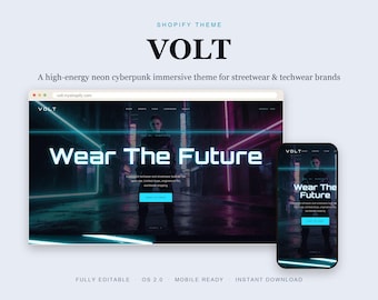 Cyberpunk Shopify Theme, Neon Streetwear Techwear Store Template, Futuristic Dark Animated OS 2.0 Website, Instant Download