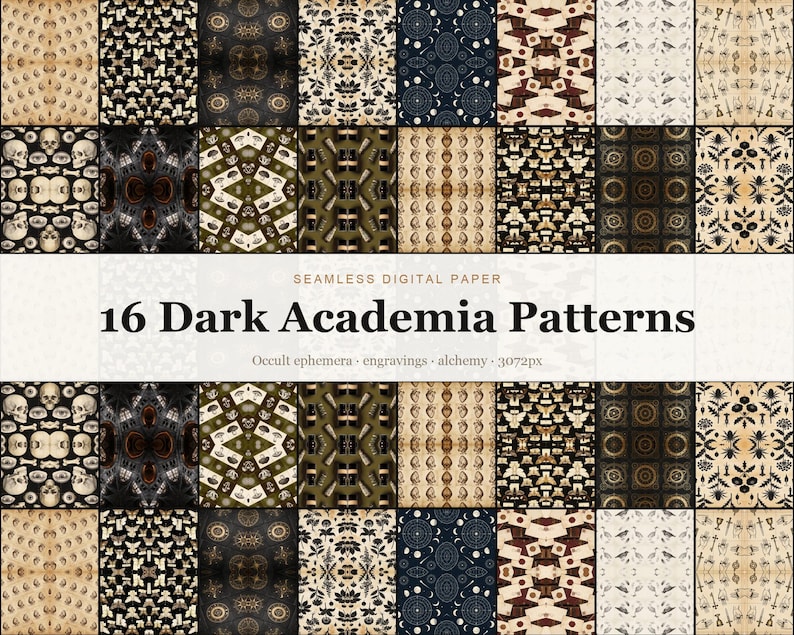 Dark Academia Patterns digital paper bundle