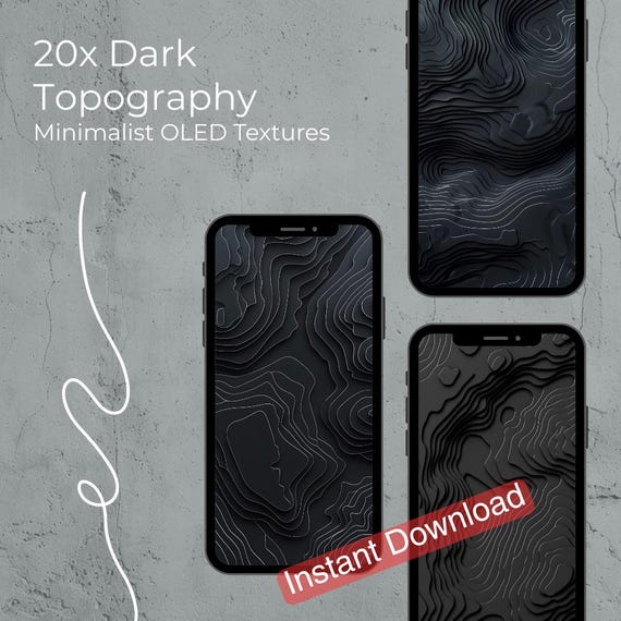 iPhone Wallpaper Dark Topographic Map 3D Abstract Tech Lockscreen Bundle