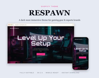 Dark Neon Cyberpunk Shopify Theme, Esports Gaming Store Template (Instant Download)