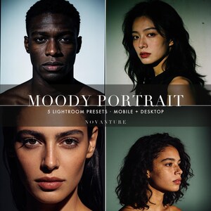 Moody Portrait Lightroom Presets Bundle, Cinematic Film Look (Instant Download) image 1