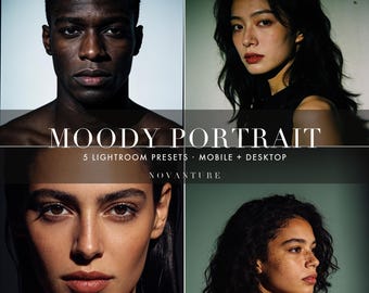 Moody Portrait Lightroom Presets Bundle, Cinematic Film Look (Instant Download)