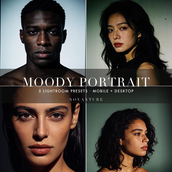 Moody Portrait Lightroom Presets Bundle, Cinematic Film Look (Instant 
