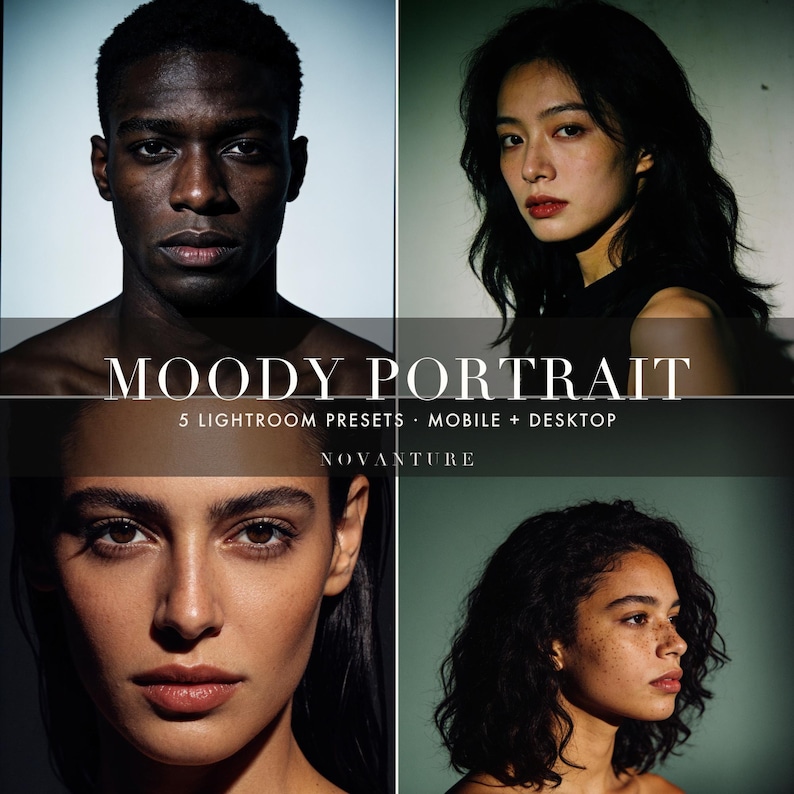 Moody Portrait Lightroom Presets Bundle, Cinematic Film Look (Instant Download) image 1