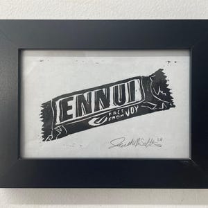 Ennui / Arte original impreso a mano enmarcado / Original firmado / Linograbado / Enmarcado / Hecho a mano