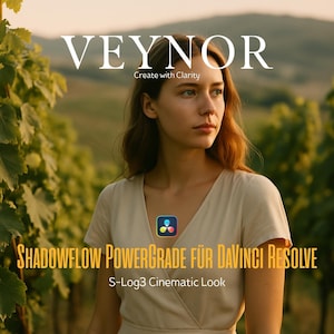 VEYNOR Shadowflow – Cinematische PowerGrade voor DaVinci Resolve (.drx) | Film Look voor S-Log3-beeldmateriaal