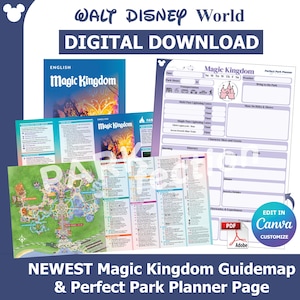 Magic Kingdom Park Map & Customizable Park Planner Page | Instant Download | Canva Customizable | Fillable PDF | CURRENT Disney Map