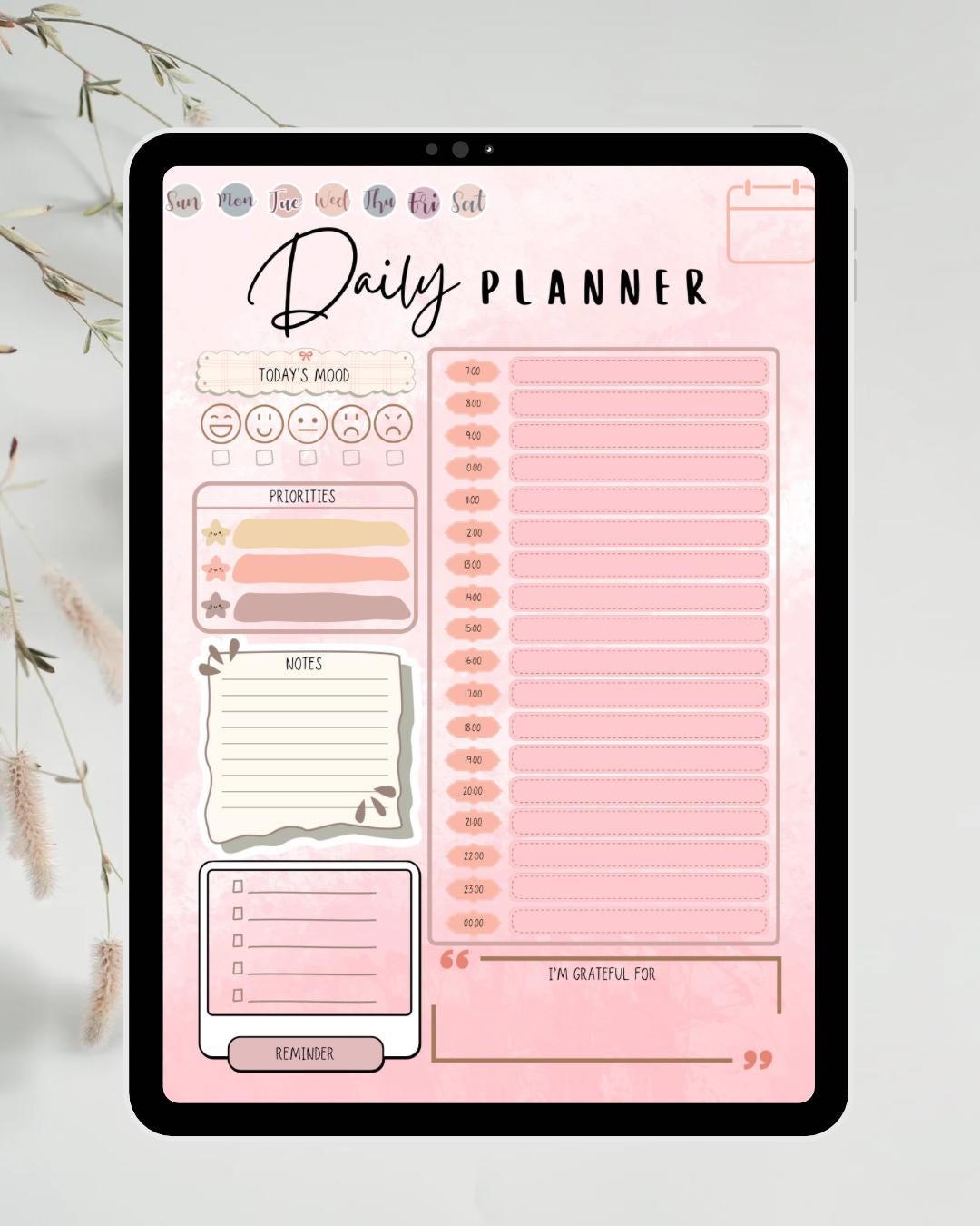 Printable Daily Planner | Aesthetic Pink Planner | PDF Download for ...