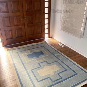 Sky White Colorful Wool Area Rug, Handmade Large Oushak-Style Rug, Handwoven with Traditional Craftsmanship, Living Room Rug,9x12,12x15 Rug