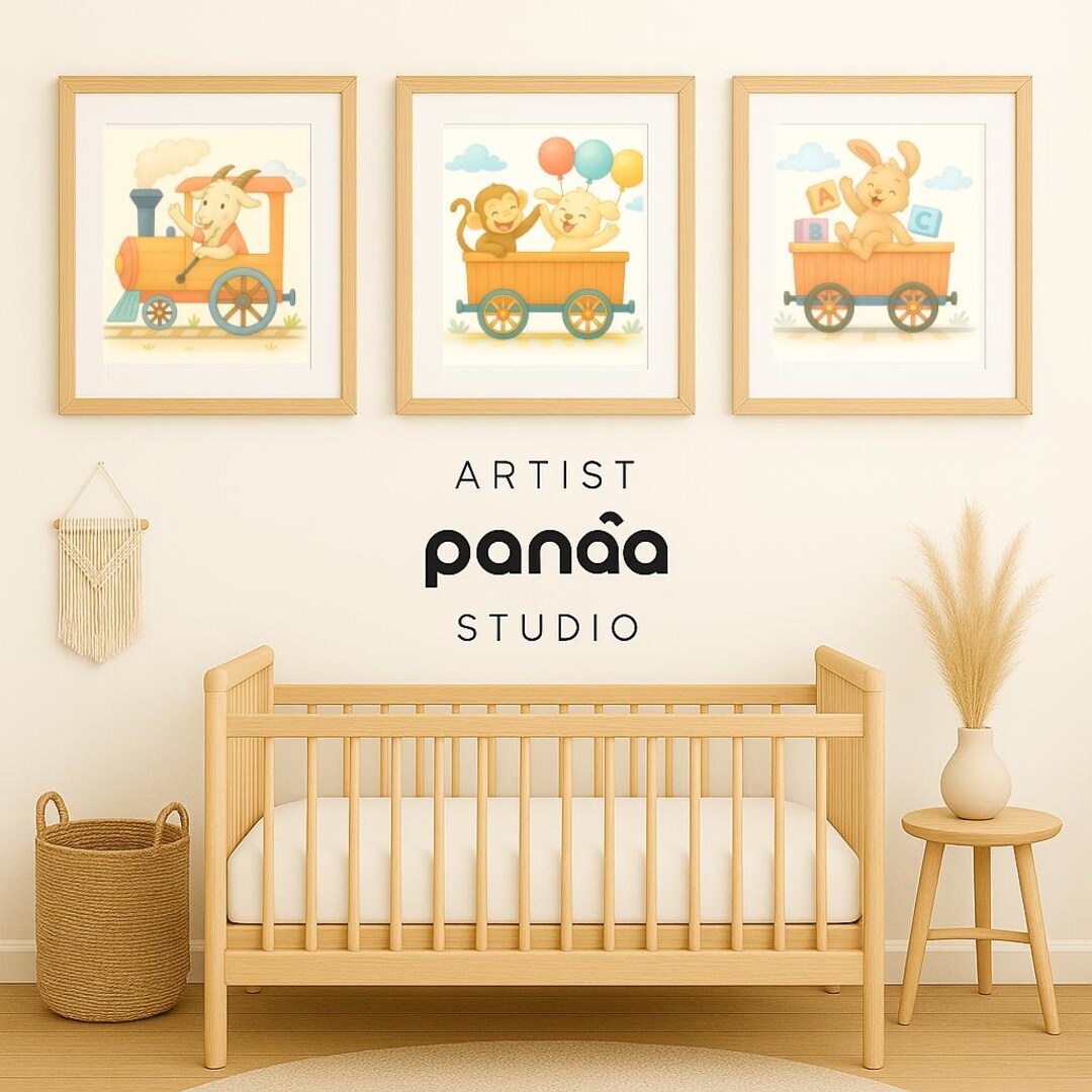 Printable Animal Train Nursery Art – Set of 3 Digital Downloads – Goat ...