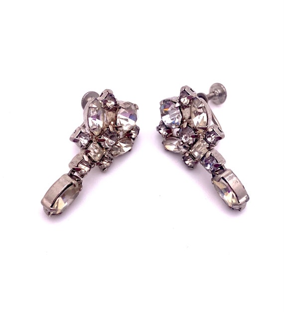 Vintage Costume Jewelry Unsigned Clear Rhinestone… - image 1