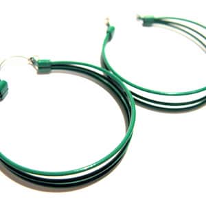 Retro New Old Stock Green Enamel Cute Multi Wire Hoop Earrings