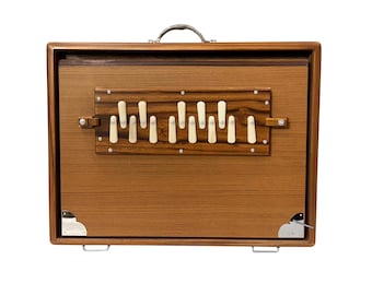 Single octave Shruti Box with Multi-fold Bellow _ 13 Notes Shrutibox _ Teak wood _ Natural Color _ High quality Reeds _ Padded Bag _ C to c