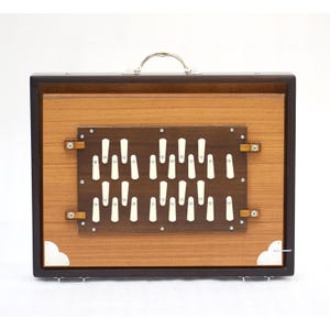 Handmade 26-Keys Shrutibox - Large Double Octave Shrutibox - Natural Teak Wood _ Two Ocatve _ High Quality Brass Reeds _ Multi-Fold Bellow