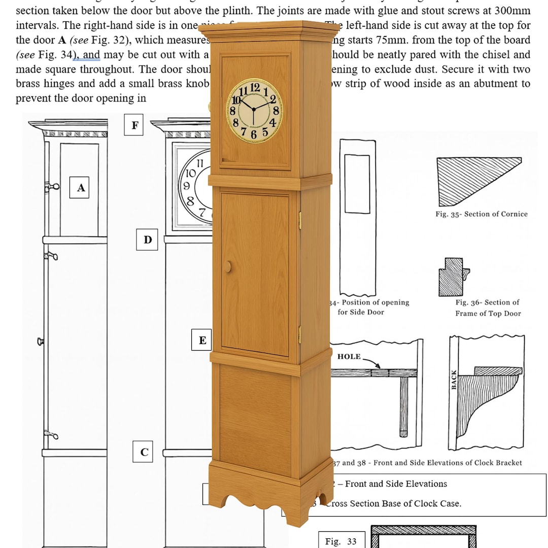 LONG CASE CLOCK - (plain) Plans to Make a Traditional Grandfather Clock ...