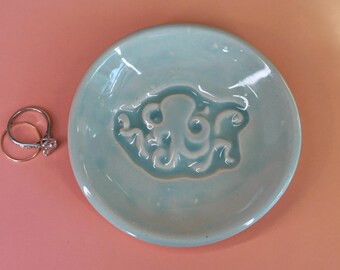 Aqua Blue Octopus Catch all Dish Nautical Wedding Ring Holder Present