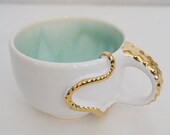 6oz. Octopus Coastal Porcelain Espresso Coffee Cup with Bermuda blue Dots
