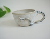 Octopus Coastal Stoneware Espresso Coffee Cup with Black Dots
