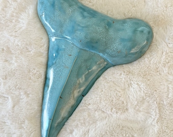 Handmade Wall Hanging Ceramic Shark Tooth Sculpture
