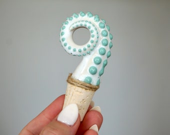 Bermuda Blue Octopus Arm Wine Cork Stopper Bottle Stopper