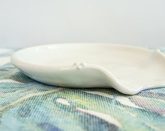 White Nautical Spoon Rest Dotted Catch All Dish