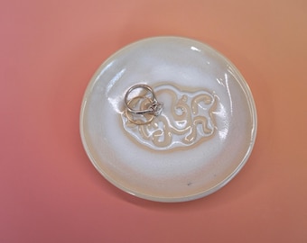 White Octopus Catch all Dish Nautical Wedding Ring Holder Present