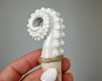 White Octopus Arm Wine Cork Stopper Bottle Stopper