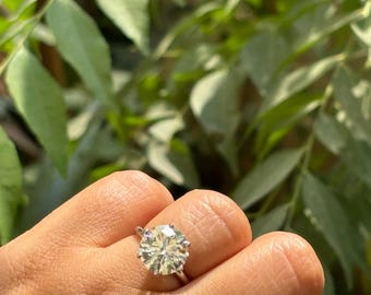 5CTW Round Diamond Engagement Ring Solitaire Minimalist 6 Prong Round Cut Diamond Moissanite Engagement Ring For Her Dainty Proposal Ring