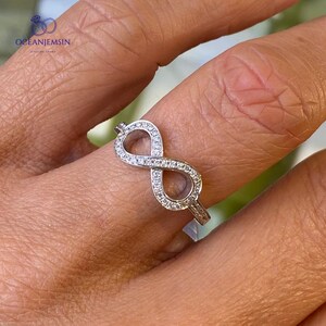 Round Diamond Infinity Ring for Her Moissanite Half Eternity Dainty Stacking Ring Anniversary Gift Valentine’s Day Jewelry Daily Wear Ring