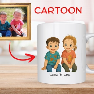 Mug Personnalisé Cartoon – Portrait Dessiné à Partir de Votre Photo