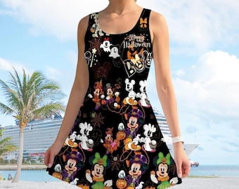 Mickey Minnie Halloween Dress, Disney Spooky Women Dress, Mouse Halloween Pumpkin Dress, Trick Or Treat Outfit