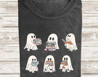 Ghost Reading Book Comfort Colors Shirt, Ghost Reader Graphic Tee, Book Lover Gift, Spooky Boo Shirt, Haloween Gift