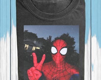 Spiderman Selfie Comfort Colors Shirt, Spider Man Superhero 2026 Graphic Tee, Spiderman Super Hero Characters Shirt