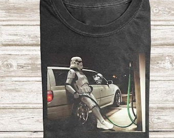 Funny Stormtrooper Comfort Colors Shirt, Star Wars Parody Graphic Tee, Stormtrooper Filling Up Gas Unisex Shirt, Gift For Fans
