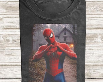 Halloween Spider-Man Heart Comfort Colors Shirt, Superhero Horror Graphic Tee, MCU Fan Gift, Horror Spiderman Tee, Halloween Gift